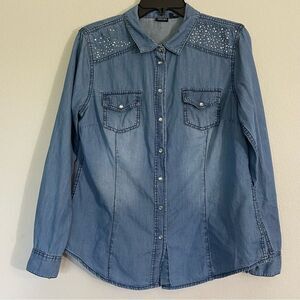 Women’s Denim Shirt with Rhinestone by Esmara US Size 10 (EU Size 42)